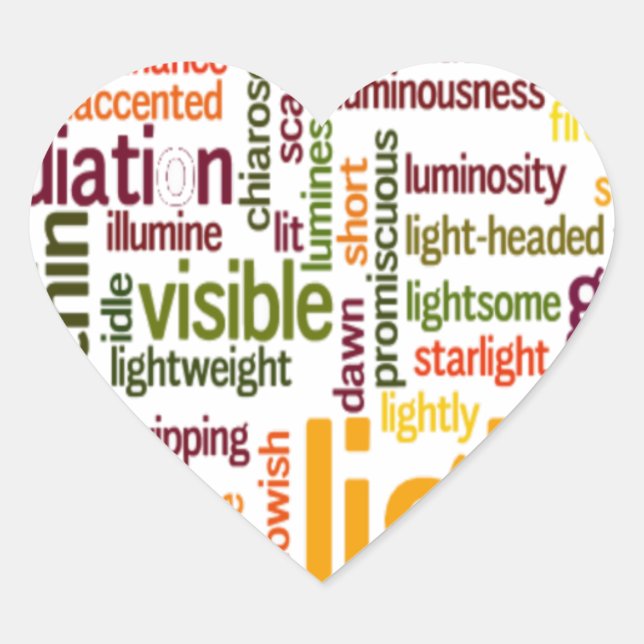 Light Word Cloud Art Print Heart Sticker (Front)