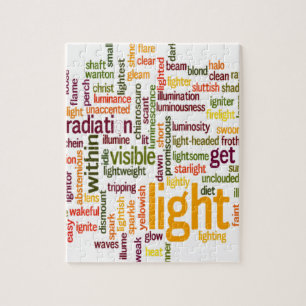 Light Word Cloud Art Print Jigsaw Puzzle