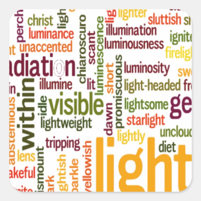 Light Word Cloud Art Print Square Sticker (Front)