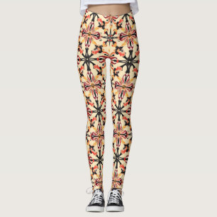 Light Yellow Abstract Pattern Leggings