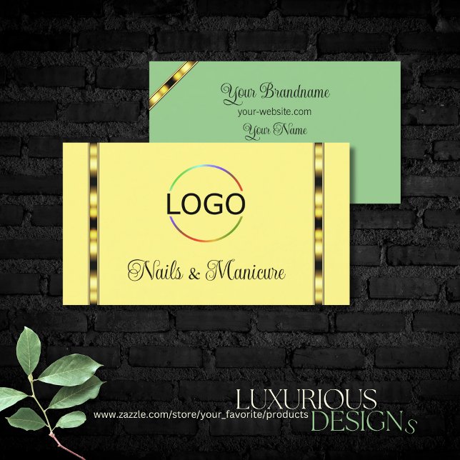 Light Yellow and Sage Green with Logo Professional Business Card (Creator Uploaded)