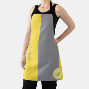 Light Yellow And Soft Grey Customise Apron