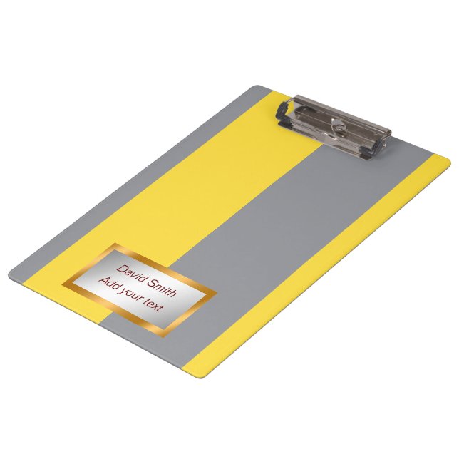 Light Yellow And Soft Grey Customise Clipboard (Angled)