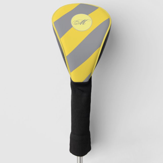 Light Yellow And Soft Grey Customise Golf Head Cover (Front)