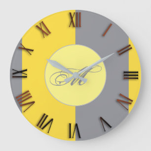Light Yellow And Soft Grey Customise Large Clock