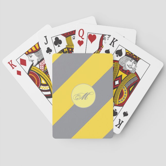 Light Yellow And Soft Grey Customise Playing Cards (Back)