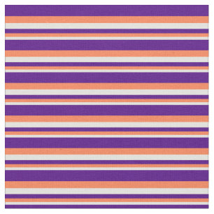 Light Yellow, Coral & Indigo Coloured Stripes Fabric