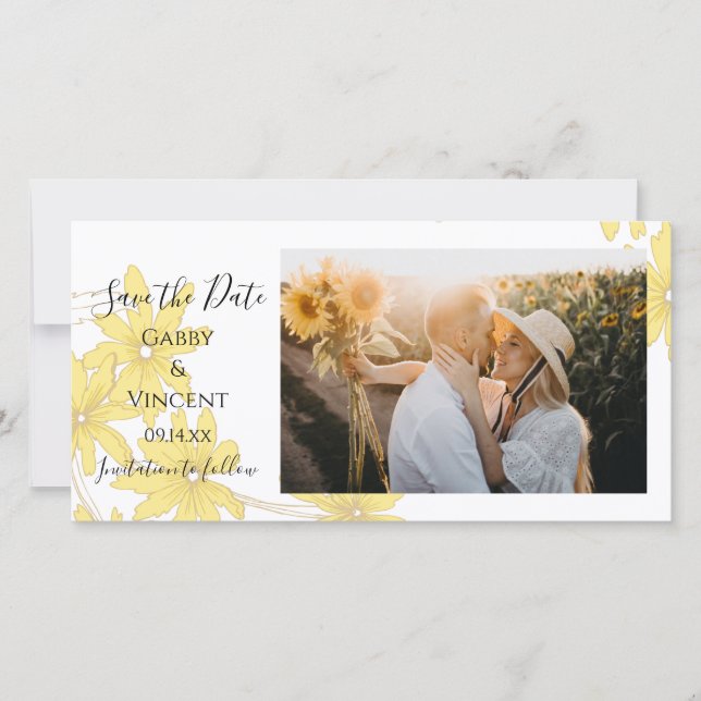 Light Yellow Daisies Wedding Save the Date (Front)