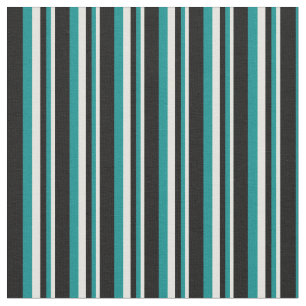 Light Yellow, Dark Cyan & Black Pattern Fabric