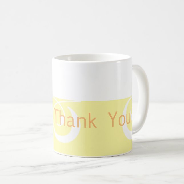 Light-yellow Decorative Band Thank You Mug (Front Right)