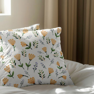 Light Yellow Floral Scandinavian Cushion