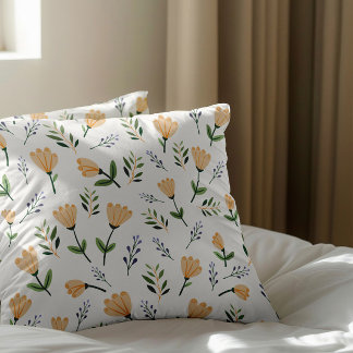 Light Yellow Floral Scandinavian Cushion