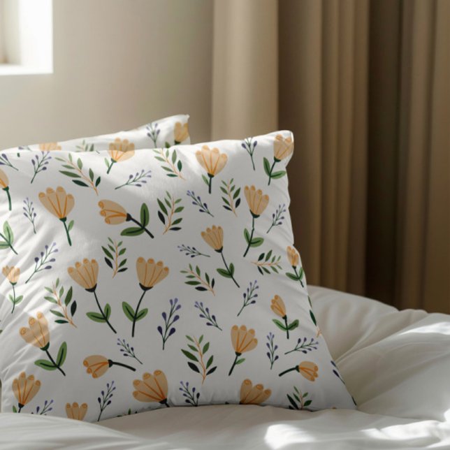 Light Yellow Floral Scandinavian Cushion (Creator Uploaded)