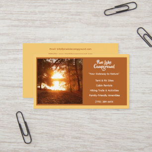 Light Yellow Forest Camp Campground Business Card