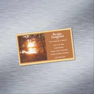 Light Yellow Forest Campground Camping Outdoors Magnetic Business Card