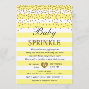 Light Yellow Gold Bee Stripe Neutral Baby Sprinkle Invitation