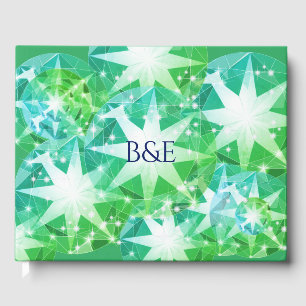 Light Yellow Green Emerald Crystal Art Guest Book