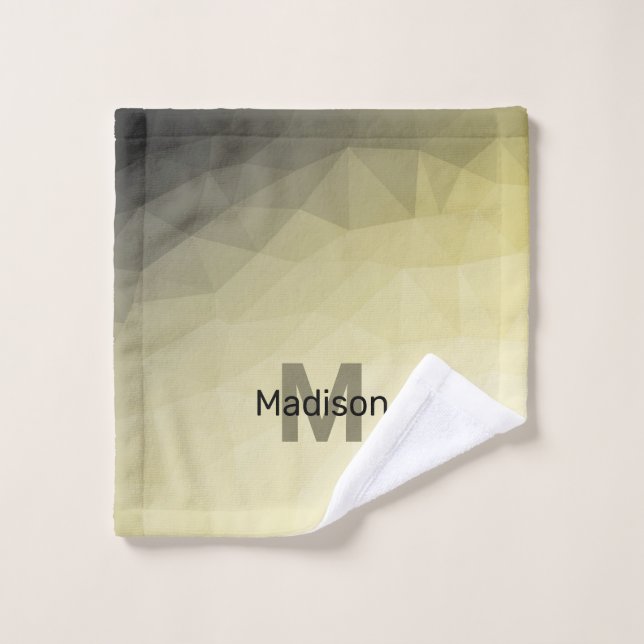 Light yellow grey ombre mesh pattern Monogram Wash Cloth (Wash Cloth)