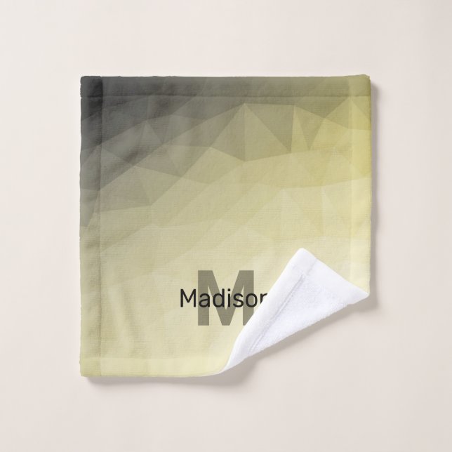 Light yellow grey ombre mesh pattern Monogram Wash Cloth (Wash Cloth)