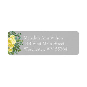 Light Yellow & Grey Peony & Rose Floral Address