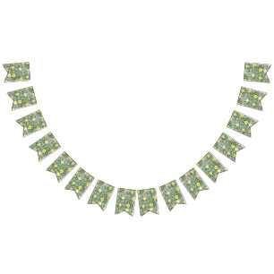 Light Yellow & Grey Peony & Rose Floral Wedding Bunting