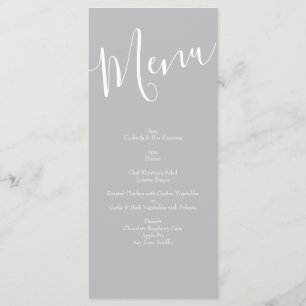 Light Yellow & Grey Peony Rose Floral Wedding Menu