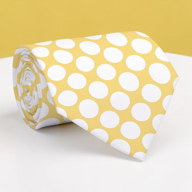 Light Yellow Jumbo Polka Dots Custom Necktie (Creator Uploaded)