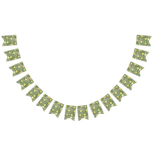 Light Yellow & Khaki Ecru Rose Floral Wedding Bunting (All)