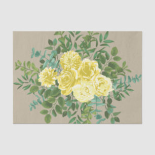 Light Yellow & Khaki Ecru Rose Floral Wedding Tissue Paper