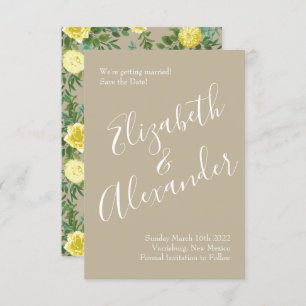 Light Yellow & Khaki Ecru Wedding Save Date Invitation