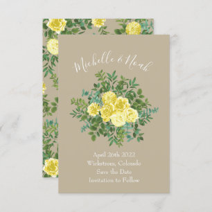 Light Yellow & Khaki Ecru Wedding Save Date Invitation