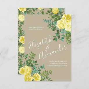 Light Yellow & Khaki Ecru Wedding Save Date Invitation
