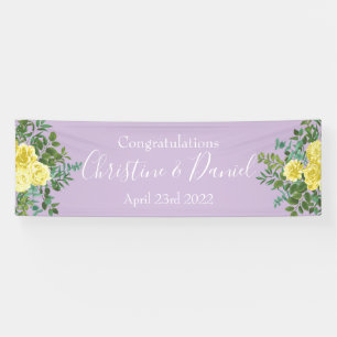 Light Yellow & Lilac Purple Rose Floral Wedding Banner