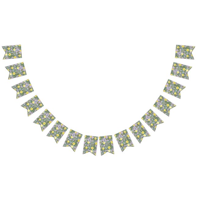 Light Yellow & Lilac Purple Rose Floral Wedding Bunting (All)