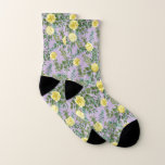 Light Yellow & Lilac Purple Rose Floral Wedding Socks<br><div class="desc">Beautiful Light Yellow & Lilac Purple peony & rose floral wedding invitations with abundant greenery.  Perfect for a floral theme or traditional white wedding in the Spring or Summer.  Customise the colour and text to make this wedding invite your own!</div>