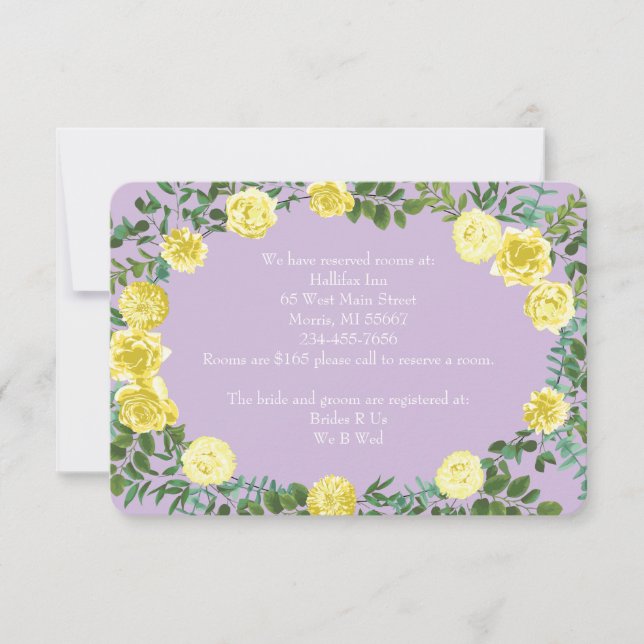 Light Yellow Lilac Purple Rose Information Card (Front)