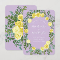 Light Yellow & Lilac Purple Rose Wedding Save Date