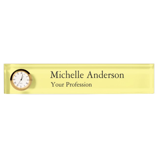 Light Yellow Minimalist Professional Modern Plain Nameplate (Front)