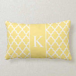 Light Yellow Moroccan Custom Monogram Lumbar Cushion