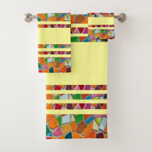 Light Yellow Mosaic Pattern Bath Towel Set