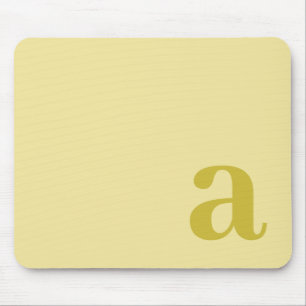 Light Yellow Mustard Monogram Initial Minimalist Mouse Pad