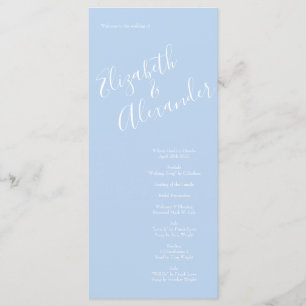 Light Yellow & Pale Blue Rose Wedding Programs Menu