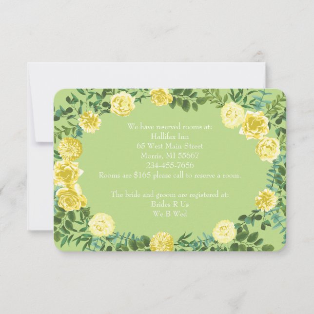 Light Yellow Pale Green Rose Information Card (Front)