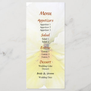 Light Yellow Pansy Wedding Menu