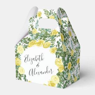 Light Yellow Pastel Peony & Rose Floral Wedding Favour Box