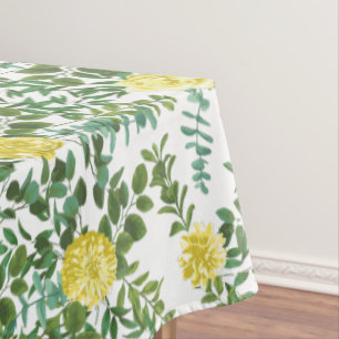 Light Yellow Pastel Peony Rose Floral Wedding Tablecloth