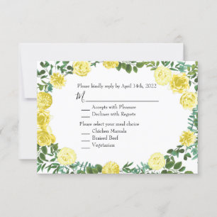 Light Yellow Peony & Rose Floral Invitation Reply