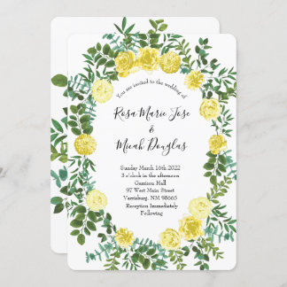 Light Yellow Peony Rose Floral Wedding Invitations