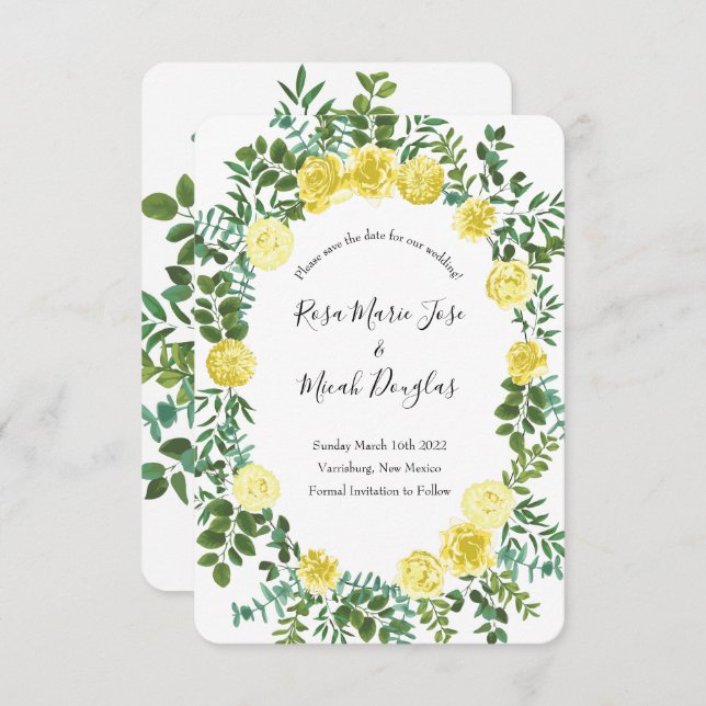 Light Yellow Peony Rose Floral Wedding Save Date Invitation (Front/Back)