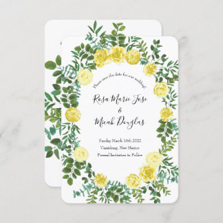 Light Yellow Peony Rose Floral Wedding Save Date Invitation